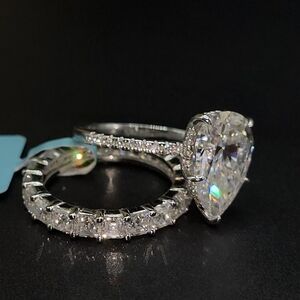 ✨ Luxury Moissanite Bridal Set – 7.5 CTW | White Gold Over Silver ✨